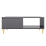 vidaXL Table basse gris brillant 90x60x35 cm bois d'ingénierie