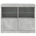 vidaXL Buffet avec lumières LED gris béton 81x37x67 cm