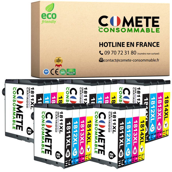 COMETE 18XL lot de 20 Cartouche Compatible Epson,Entreprise française