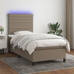 vidaXL Sommier à lattes de lit et matelas et LED Taupe 90x190 cm Tissu