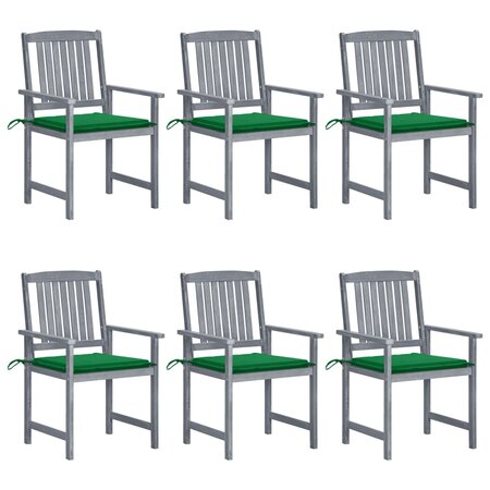 vidaXL Chaises de jardin avec coussins 6 Pièces Bois d'acacia massif Gris