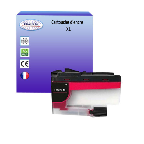 T3AZUR- Cartouche compatible avec Brother LC424 pour Brother DCP-J1200  DCP-J1200DW  DCP-J1200W  DCP-J1200WE Magenta