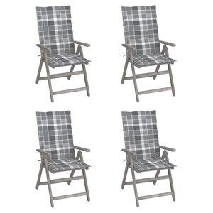 vidaXL Chaises inclinables de jardin lot de 4 et coussins Bois acacia