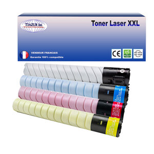 Lot de 4 toners compatibles avec ricoh aficio mpc305 mpc305sp mpc305spf (noir+couleur) - t3azur