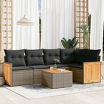 vidaXL Salon de jardin 6 Pièces avec coussins gris résine tressée