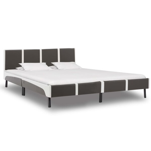 vidaXL Cadre de lit Gris et blanc Similicuir 180x200 cm