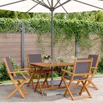 vidaXL Ensemble à manger de jardin 5 Pièces anthracite tissu bois massif