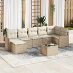 Ensemble de Canapé de Jardin de 8 Pièces avec Coussins en Poly Rattan Marron