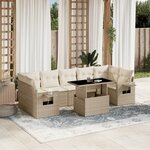 vidaXL Salon de jardin avec coussins 8 Pièces beige résine tressée