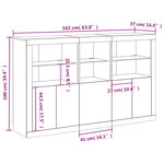 vidaXL Buffet avec lumières LED chêne fumé 162x37x100 cm