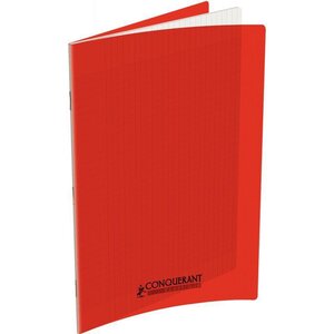 Cahier 140 pages seyès 90 g couverture polypropylène rouge 24 x 32 cm CONQUERANT
