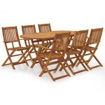 vidaXL Ensemble à manger d'extérieur pliable 7Pièces Bois d'acacia solide
