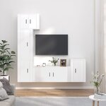 vidaXL Ensemble de meubles TV 5 Pièces Blanc brillant Bois d'ingénierie