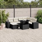 vidaXL Salon de jardin 8 Pièces avec coussins noir résine tressée