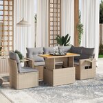vidaXL Salon de jardin avec coussins 6 Pièces beige résine tressée