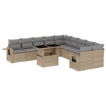 vidaXL Salon de jardin 11 Pièces avec coussins beige résine tressée