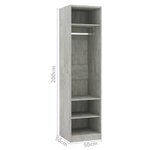 vidaXL Garde-robe Gris béton 50x50x200 cm Bois d'ingénierie