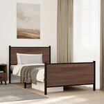 vidaXL Cadre de lit en métal sans matelas chêne marron 100x200 cm