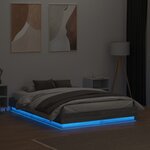 vidaXL Cadre de lit avec lumières LED sonoma gris 140x190 cm