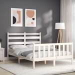 vidaXL Cadre de lit avec tête de lit blanc 140x200 cm bois massif