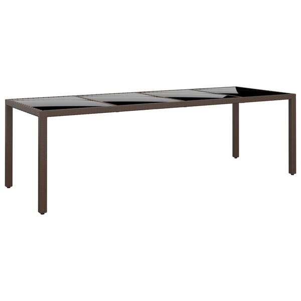 vidaXL Table de jardin avec dessus en verre marron résine tressée