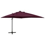 vidaXL Parasol déporté avec mât et lumières LED Rouge bordeaux 300 cm