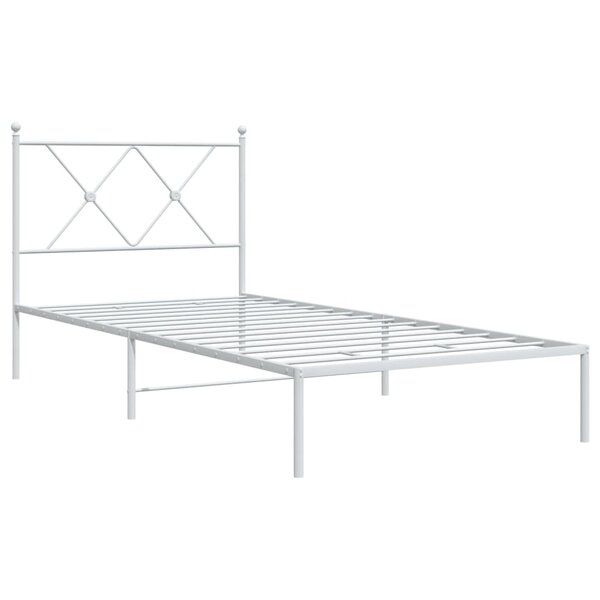 vidaXL Cadre de lit métal avec tête de lit blanc 90x190 cm