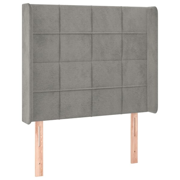 vidaXL Tête de lit avec oreilles Gris clair 83x16x118/128 cm Velours