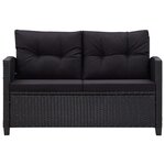 vidaXL Ensemble à manger de jardin coussins noirs 3 Pièces Résine tressée