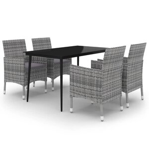 vidaXL Ensemble à dîner de jardin coussins 5 Pièces Résine tressée Verre