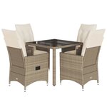 vidaXL Ensemble à manger de jardin avec coussins 5Pièces Beige poly rotin