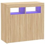 vidaXL Buffet avec lumières LED chêne sonoma 80x35x75 cm