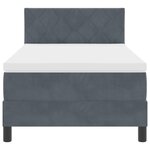 Lit box spring vidaXL avec matelas gris foncé en velours simple