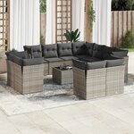 vidaXL Salon de jardin avec coussins 12 Pièces gris résine tressée