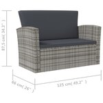 vidaXL Salon de jardin 8 Pièces avec coussins résine tressée gris