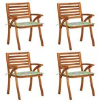 vidaXL Chaises de jardin avec coussins 4 Pièces Bois de teck solide