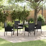 vidaXL Ensemble de Salle à Manger de Jardin de 5 Pièces avec Coussins en Poly Rattan Noir