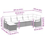 Ensemble de canapé de jardin 7 pièces avec coussins Gris clair Poly Rattan
