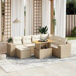 vidaXL Salon de jardin avec coussins 8 Pièces beige résine tressée