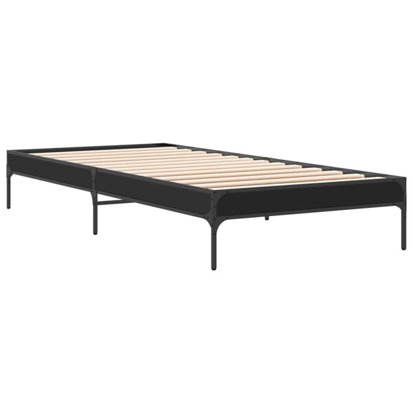 vidaXL Cadre de lit noir 90x200 cm bois d'ingénierie et métal
