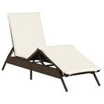 vidaXL Chaise longue avec coussin marron résine tressée