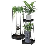 H&S Collection Support de pot de fleurs 2 Pièces métal noir