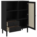 vidaXL Buffet SENJA aspect rotin noir 90x40x112cm bois massif de pin