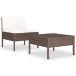 vidaXL Salon de jardin 2 Pièces avec coussins Résine tressée Marron