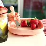 Beaba Service de repas 4 Pièces Silicone Rose et corail