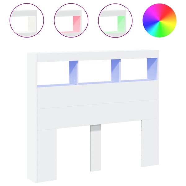 vidaXL Armoire tête de lit avec LED blanc 120x17x102 cm
