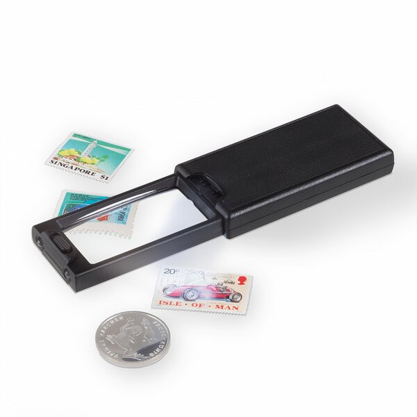 Loupe de poche extractible LED - grossissement X2 et X45 - noir
