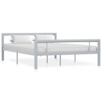 vidaXL Cadre de lit Gris et blanc Métal 160 x 200 cm