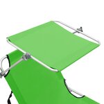 vidaXL Chaise longue pliable avec auvent acier vert pomme