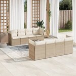 vidaXL Salon de jardin avec coussins 9 Pièces beige résine tressée